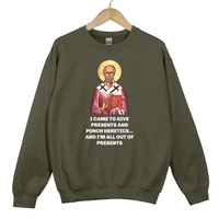 Load image into Gallery viewer, Saint Nicholas Funny Meme Print - Unisex Dark Sweatshirt
