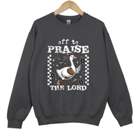 Load image into Gallery viewer, Off To Praise The Lord Goose Sweatshirt, Christian Women Faith Sweatshirt, Cute Bible Duck Shirt, Christian Gift for Women