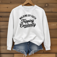 Load image into Gallery viewer, Walking by Faith - Tripping Constantly Light Sweatshirt
