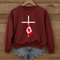 Load image into Gallery viewer, Canada Flag Cross Shirt - Patriotic Christian Sweatshirt For Canadians