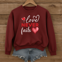 Load image into Gallery viewer, Love Never Fails Valentine Sweatshirt