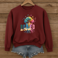 Load image into Gallery viewer, Rooted in Christ, Christian Sweatshirt, Jesus Lover Shirt, Religious Gift for Believers
