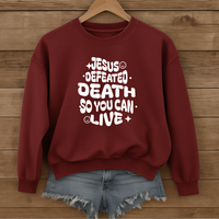 Load image into Gallery viewer, Jesus Defeated Death, Easter Sweatshirt, Christian Faith Shirt, Resurrection Sunday Religious Gift