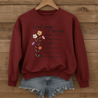 Load image into Gallery viewer, God Says You Are, Christian Sweatshirt, Mother's Day Gift, Floral Shirt, God's Affirmation, Bible Verse Shirt