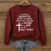 Load image into Gallery viewer, My Daughter Only Allowed Three Male Friends, Holy Trinity Faith Gift, Funny Christian Sweatshirt, Dad Shirt, Father's Day Gift