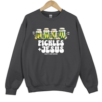 Load image into Gallery viewer, Pickles and Jesus, Salty and Saved Christian Sweatshirt, Christian Humor, Faith Based Gift, Be Salty and Lit