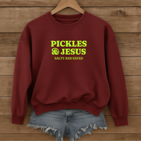 Load image into Gallery viewer, Pickles and Jesus - Salty and Saved Christian Sweatshirt