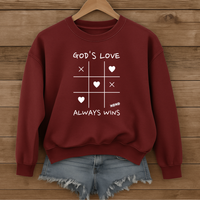 Load image into Gallery viewer, God's Love Always Wins, Valentines Gift, Love Shirt, Christian Sweatshirt, Faith-Based Hearts Shirt