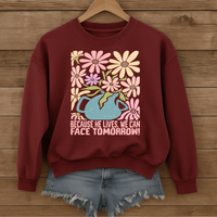 Load image into Gallery viewer, Because He Lives, We Can Face Tomorrow - Christian Easter Sweatshirt