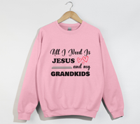 Load image into Gallery viewer, All I Need Is Jesus And My Grandkids - Grandma &amp; Mom Sweatshirt
