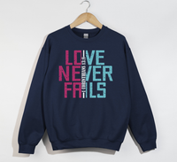 Load image into Gallery viewer, Love Never Fails - Christian Sweatshirt
