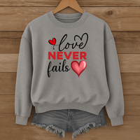 Load image into Gallery viewer, Love Never Fails Valentine Sweatshirt