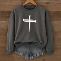 Load image into Gallery viewer, Nail Cross Christian Sweatshirt, Unisex Faith Hoodie, Religious Graphic Pullover Gift