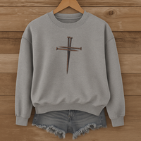 Load image into Gallery viewer, Rustic Nail Cross Sweatshirt, Christian Faith Shirt, Religious Gift for Him or Her, Inspirational Cross Crewneck