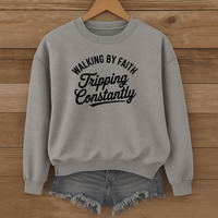 Load image into Gallery viewer, Walking by Faith - Tripping Constantly Light Sweatshirt
