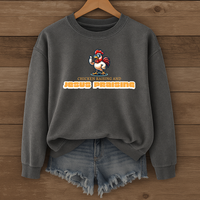 Load image into Gallery viewer, Chicken Raising and Jesus Praising Sweatshirt, Funny Christian Farm Pullover, Faith Based Country Humor Gift