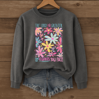 Load image into Gallery viewer, The Lord Is Greater Than the Giants You Face, Floral Christian Sweatshirt, Faith Based Shirt