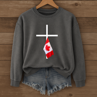 Load image into Gallery viewer, Canada Flag Cross Shirt - Patriotic Christian Sweatshirt For Canadians