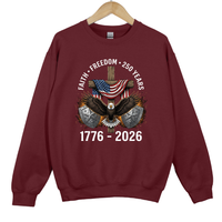 Load image into Gallery viewer, Faith Freedom 250 Years Shirt, 1776 2026 Patriotic Eagle, Christian American Cross Shirt, USA Independence Gift