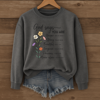 Load image into Gallery viewer, God Says You Are, Christian Sweatshirt, Mother's Day Gift, Floral Shirt, God's Affirmation, Bible Verse Shirt
