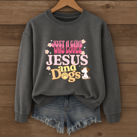 Load image into Gallery viewer, Just a Girl who loves Jesus and Dogs - Cozy Sweatshirt
