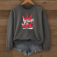 Load image into Gallery viewer, Jesus Is King, Jesus Crown Shirt, Christian Graffiti Sweatshirt, Christian Gift Ideas