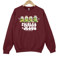 Load image into Gallery viewer, Pickles and Jesus, Salty and Saved Christian Sweatshirt, Christian Humor, Faith Based Gift, Be Salty and Lit