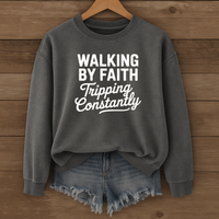 Load image into Gallery viewer, Walking by Faith - Tripping Constantly Sweatshirt
