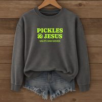 Load image into Gallery viewer, Pickles and Jesus - Salty and Saved Christian Sweatshirt