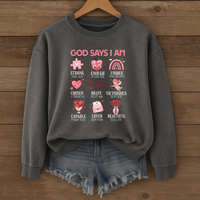 Load image into Gallery viewer, God Says I Am, Women's Sweatshirt, Christian Sweatshirt, Girly Faith Shirt, Cute Gift for Her, Valentines Gift