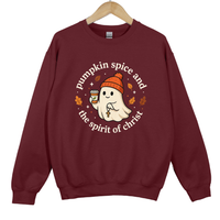 Load image into Gallery viewer, Pumpkin Spice And The Spirit Of Christ - Cute Ghost Pumpkin Spice Top, Autumn Women's Sweatshirt
