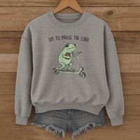 Load image into Gallery viewer, Off to Praise the Lord, Sunday Worship Shirt, Cute Frog, Funny Christian Sweatshirt Gift