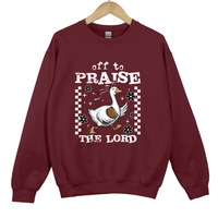 Load image into Gallery viewer, Off To Praise The Lord Goose Sweatshirt, Christian Women Faith Sweatshirt, Cute Bible Duck Shirt, Christian Gift for Women