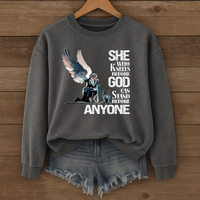 Load image into Gallery viewer, She Who Kneels Before God, Christian Sweatshirt, Armor of God, Bible Verse Shirt