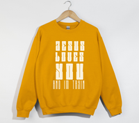 Load image into Gallery viewer, Jesus Loves You And I&#39;m Tryin - Christian Sweatshirt
