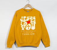 Load image into Gallery viewer, Jesus Loves You, He Loved Us First - Christian Sweatshirt

