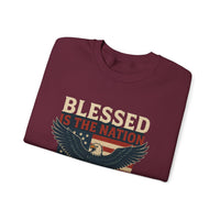 Load image into Gallery viewer, Religious Patriotic Sweatshirt, Christian American Pullover, Blessed Nation Crewneck Jumper, God is the Lord Top, USA Flag Shirt