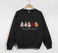 Load image into Gallery viewer, Meowy Christmas Cat Lover Sweatshirt
