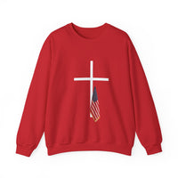 Load image into Gallery viewer, American Flag Cross Shirt - Patriotic Christian Sweatshirt
