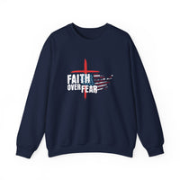 Load image into Gallery viewer, Faith Over Fear, American Flag Shirt, Patriotic Christian Shirt, Faith Cross Shirt, USA Shirt, America Sweatshirt