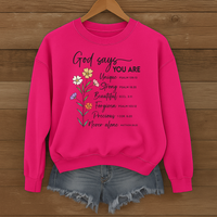 Load image into Gallery viewer, God Says You Are, Christian Sweatshirt, Mother's Day Gift, Floral Shirt, God's Affirmation, Bible Verse Shirt