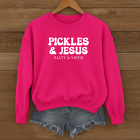 Load image into Gallery viewer, Pickles and Jesus - Salty and Saved Christian Sweatshirt