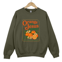 Load image into Gallery viewer, Orange Jesus Saves Sweatshirt - Fall Christian Sweatshirt