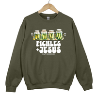 Load image into Gallery viewer, Pickles and Jesus, Salty and Saved Christian Sweatshirt, Christian Humor, Faith Based Gift, Be Salty and Lit