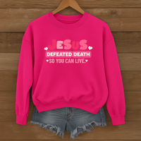 Load image into Gallery viewer, Jesus Defeated Death, Christian Sweatshirt, Cute Heart Design, Women Faith Shirt, Easter Resurrection Gift
