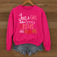 Load image into Gallery viewer, Just a Girl who loves Jesus and Dogs - Cozy Sweatshirt
