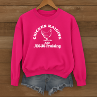 Load image into Gallery viewer, Chicken Raising and Jesus Praising Sweatshirt
