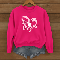 Load image into Gallery viewer, How He Loves Us, Heart Design Shirt, Bible Verse Sweatshirt, Valentine Jesus Shirt, Gift For Her