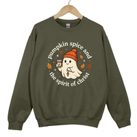 Load image into Gallery viewer, Pumpkin Spice And The Spirit Of Christ - Cute Ghost Pumpkin Spice Top, Autumn Women's Sweatshirt