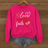 Load image into Gallery viewer, Love Never Fails Valentine Sweatshirt
